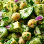 Refreshing Avocado, Chickpea & Cucumber Salad with Cilantro Dressing