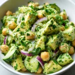 Refreshing Avocado, Chickpea & Cucumber Salad with Cilantro Dressing