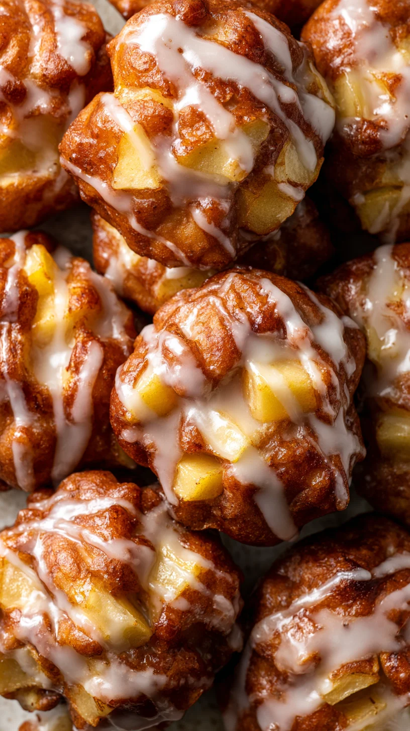 Close-up of glazed apple fritters, ready to eat. Close-up of glazed apple fritters, ready to eat.