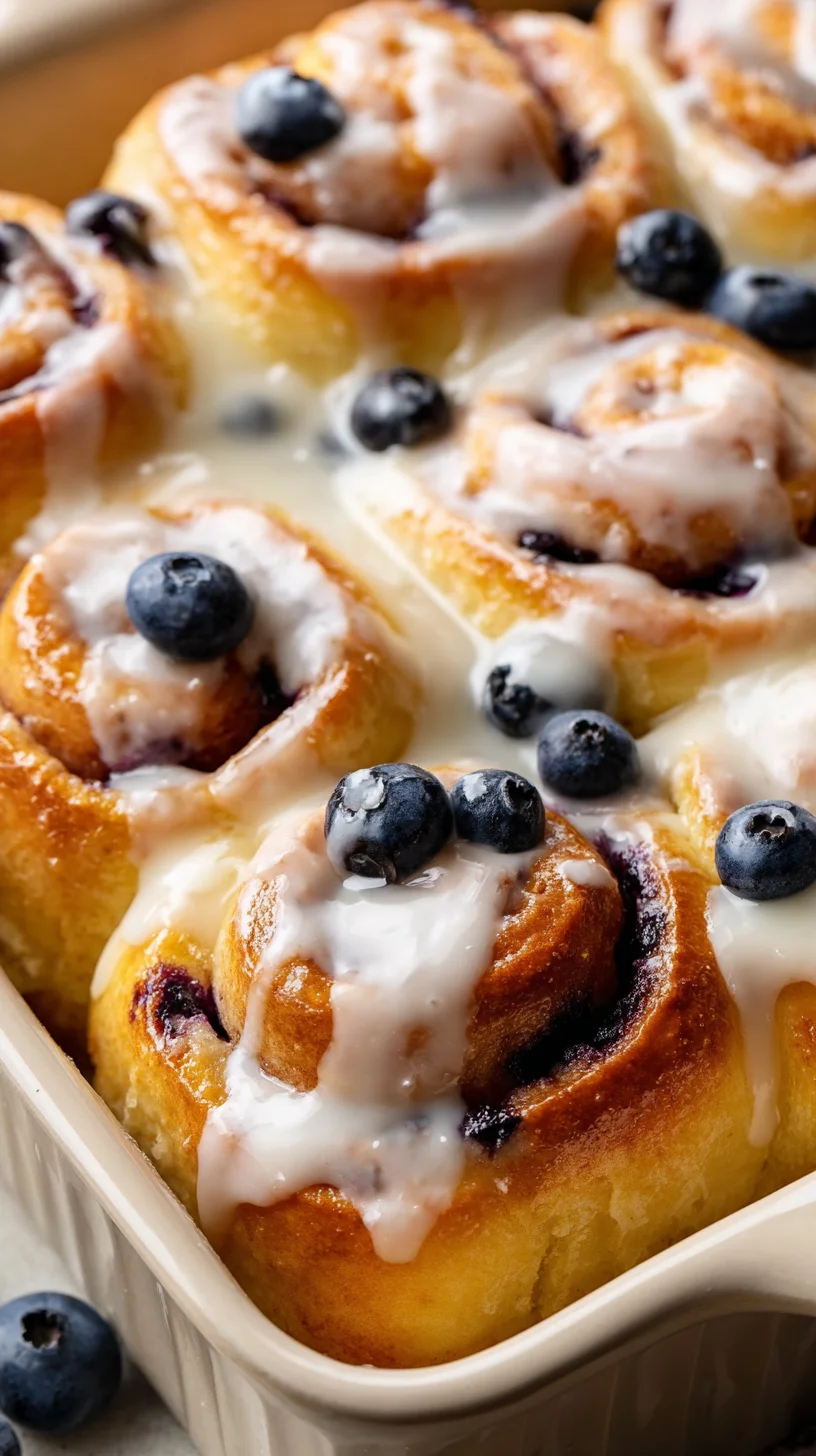 Blueberry cheesecake swirl rolls on a plate.