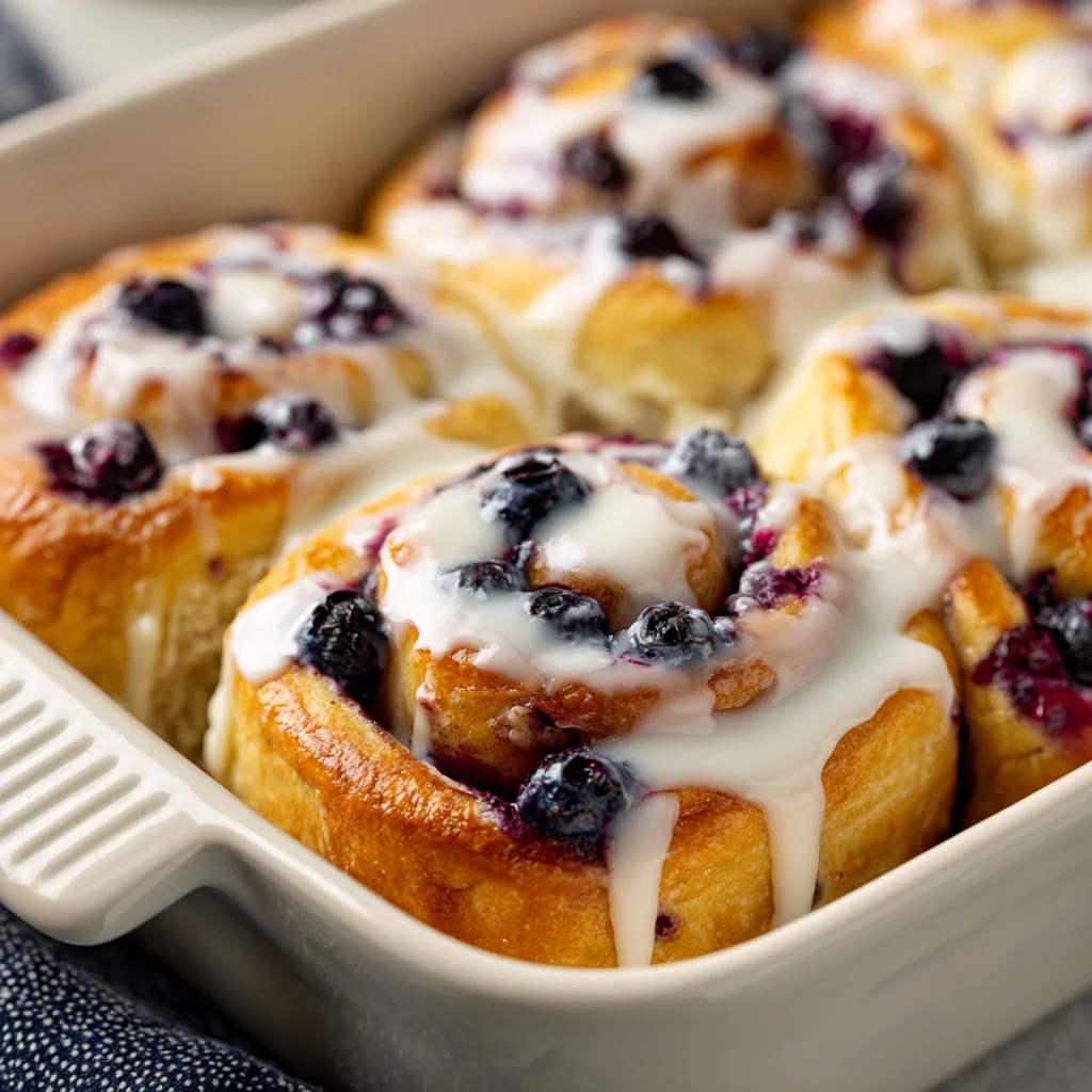 Close-up of a blueberry cheesecake roll's swirled filling. Close-up of a blueberry cheesecake roll's swirled filling.
