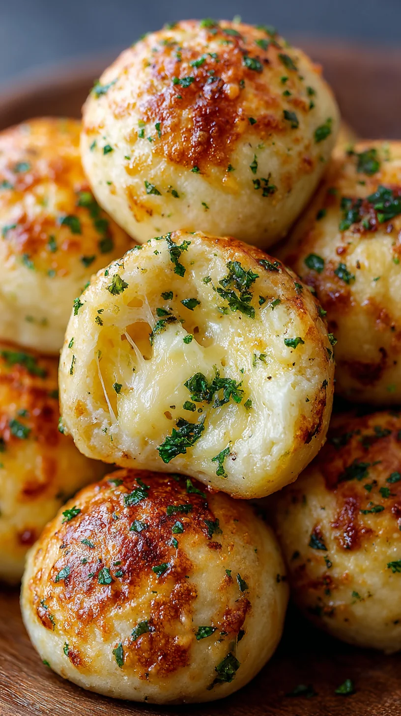 Garlic butter bombs oozing with melted cheese.