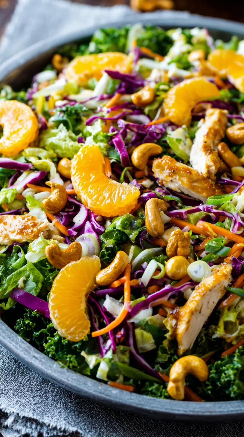 Chicken cashew salad with crunchy toppings.
