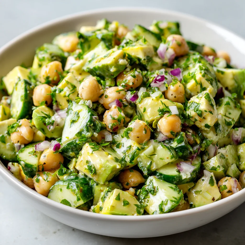 Refreshing Chickpea Avocado Cucumber Salad