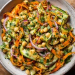Refreshing Chickpea, Carrot & Zucchini Salad with Zesty Ginger Dressing