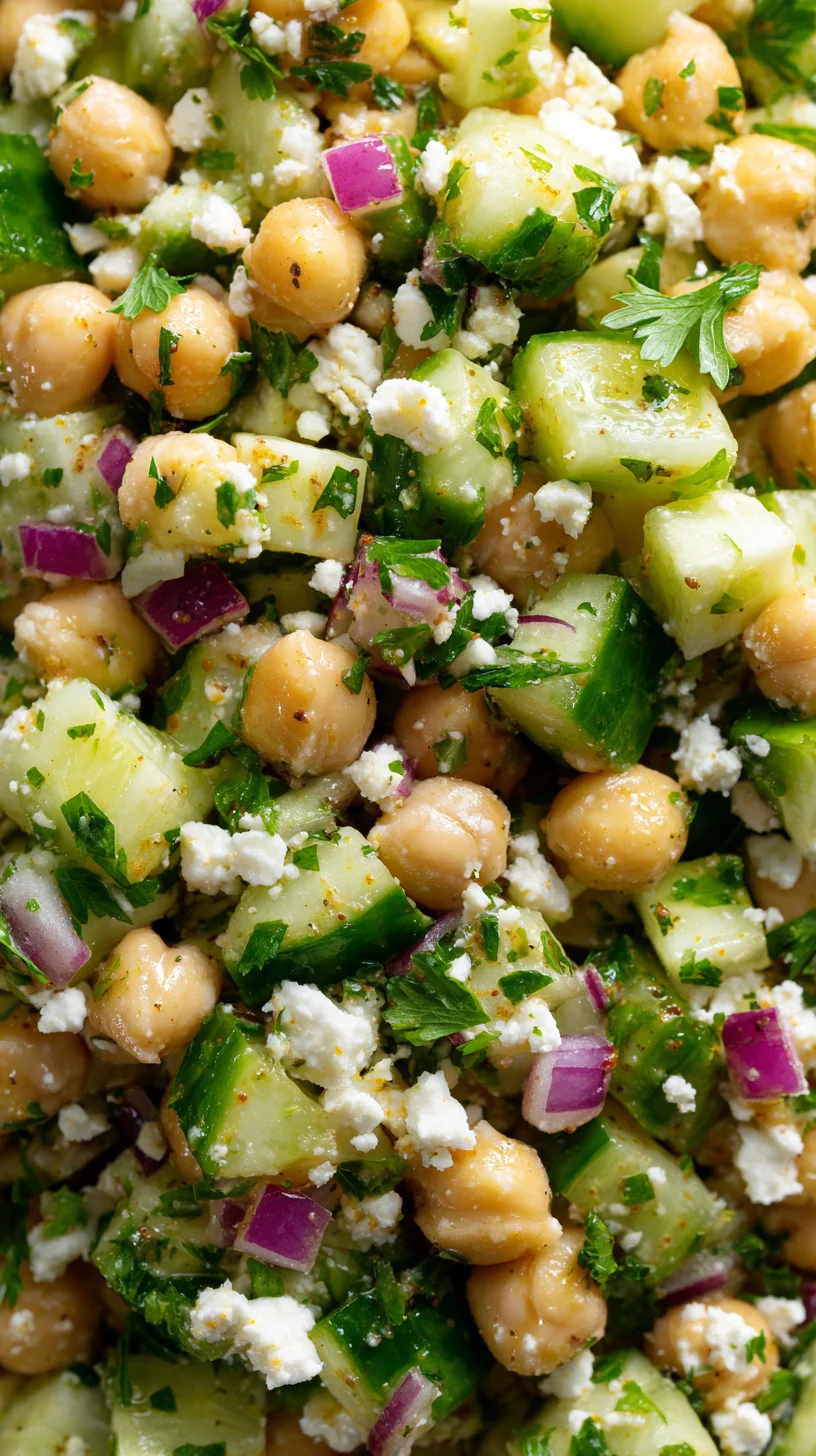 Vibrant chickpea salad with feta crumbles. Vibrant chickpea salad with feta crumbles.