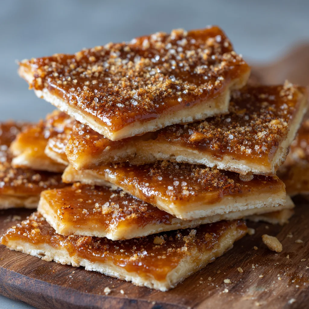 Crunchy saltine toffee with cinnamon sugar. Crunchy saltine toffee with cinnamon sugar.