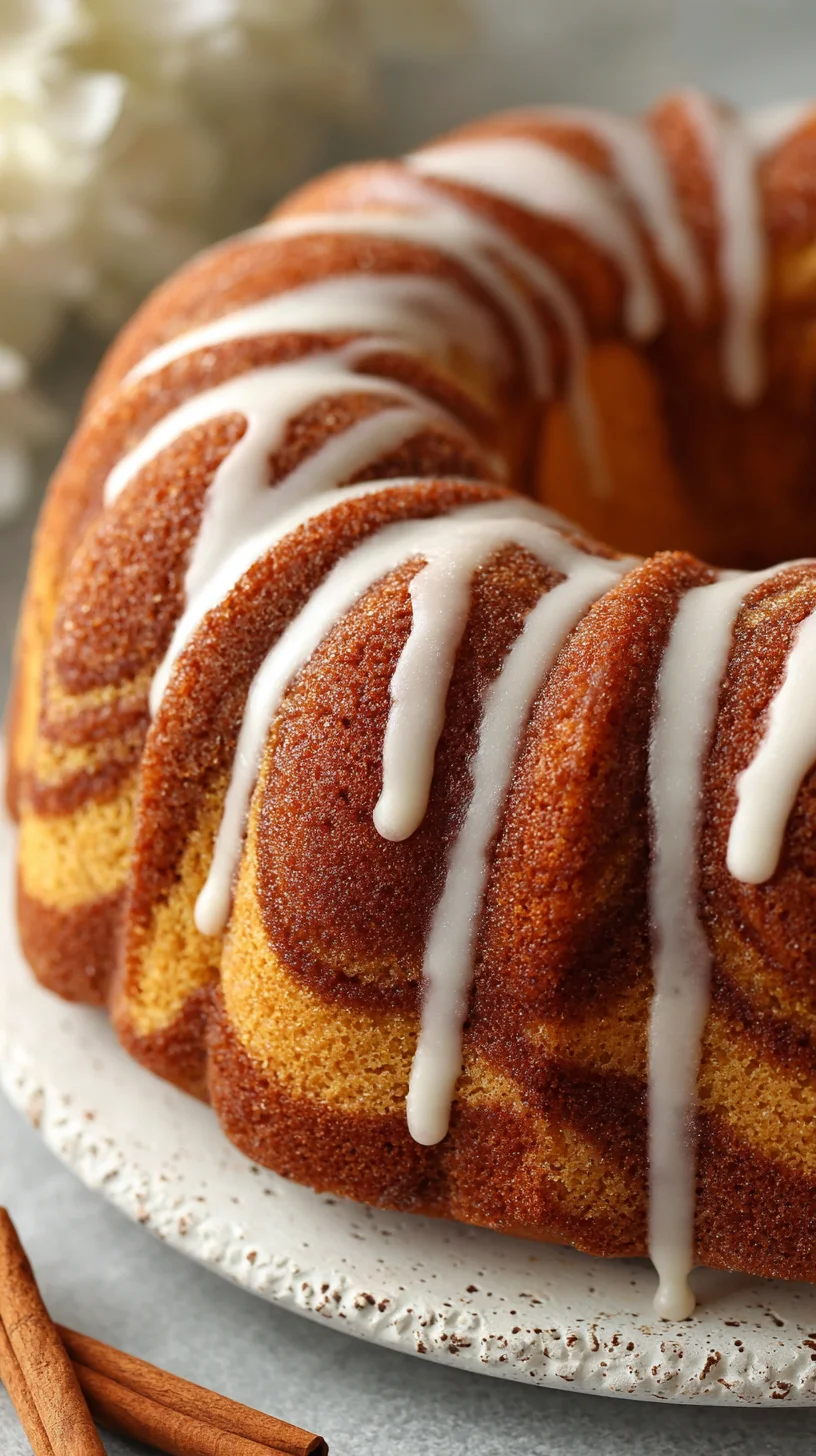 Close-up of a cinnamon swirl bundt cake slice. Close-up of a cinnamon swirl bundt cake slice.