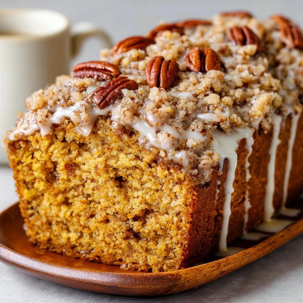 Delicious Pumpkin Bread with Streusel and Maple Glaze