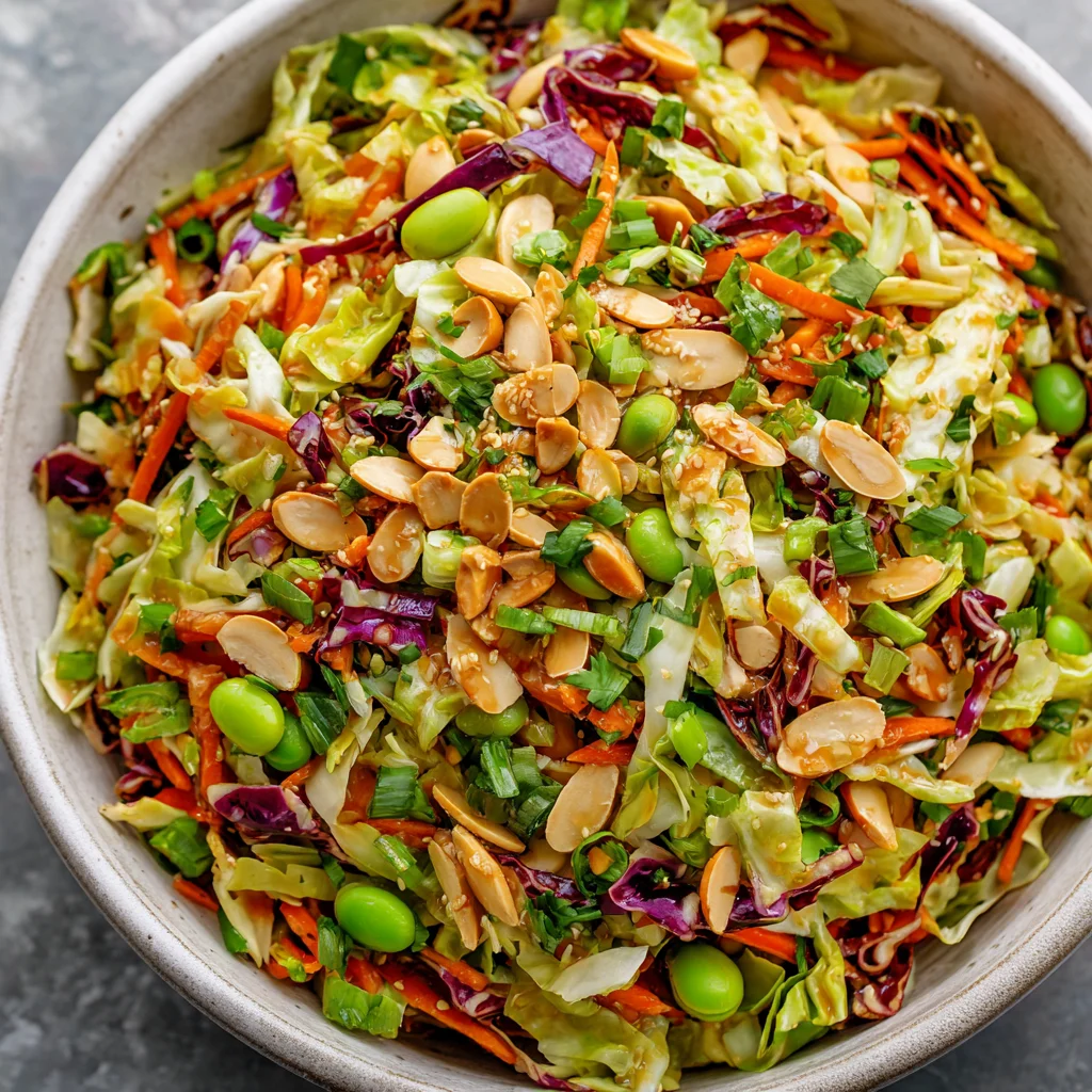 Crunchy Cabbage Edamame Salad with Sesame Ginger Dressing