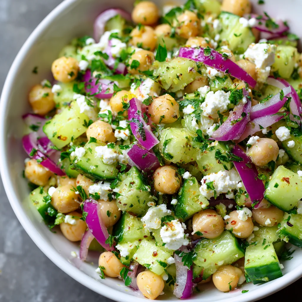 Refreshing cucumber and feta salad.