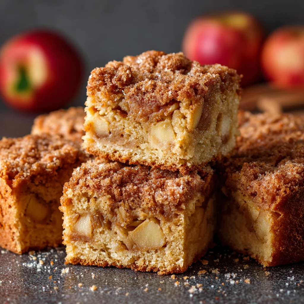 Close-up of apple pieces in cinnamon cake batter. Close-up of apple pieces in cinnamon cake batter.