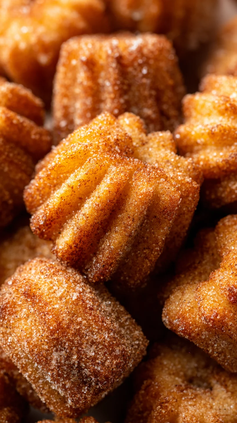Mini baked churro bites on a plate.