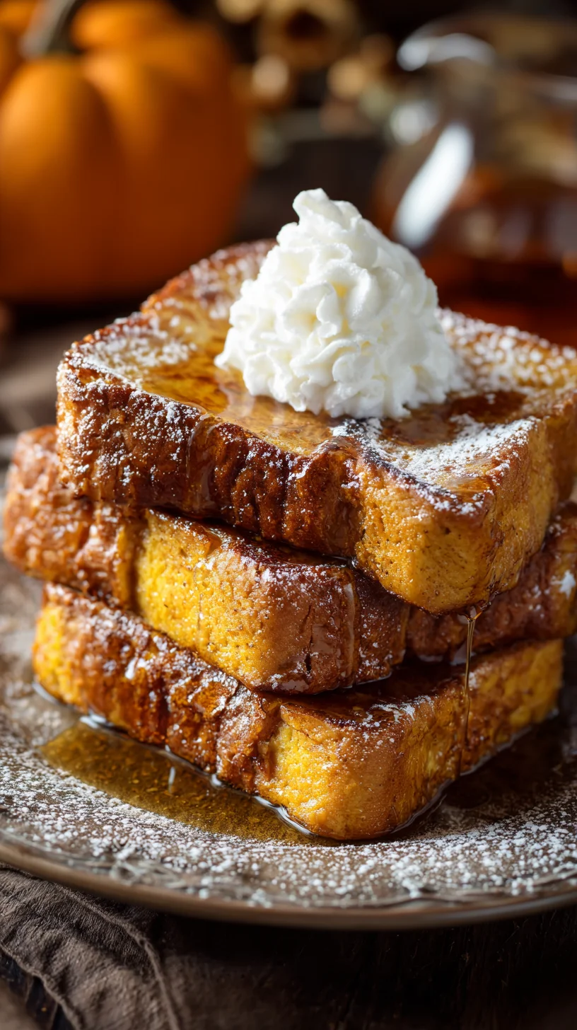 Fall pumpkin French toast, warm and inviting.