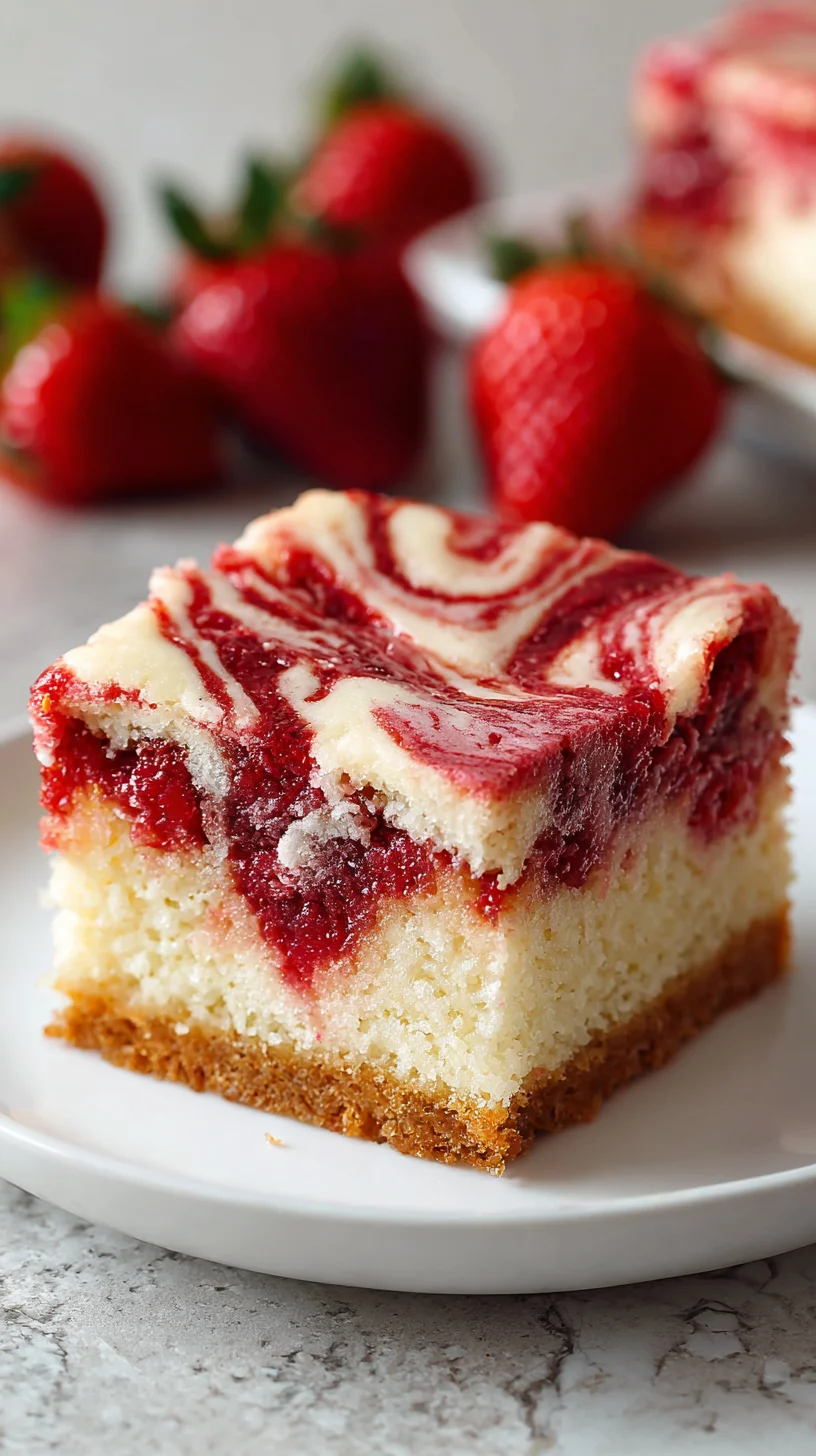 Slice of Strawberry Earthquake Cake showing layers. Slice of Strawberry Earthquake Cake showing layers.