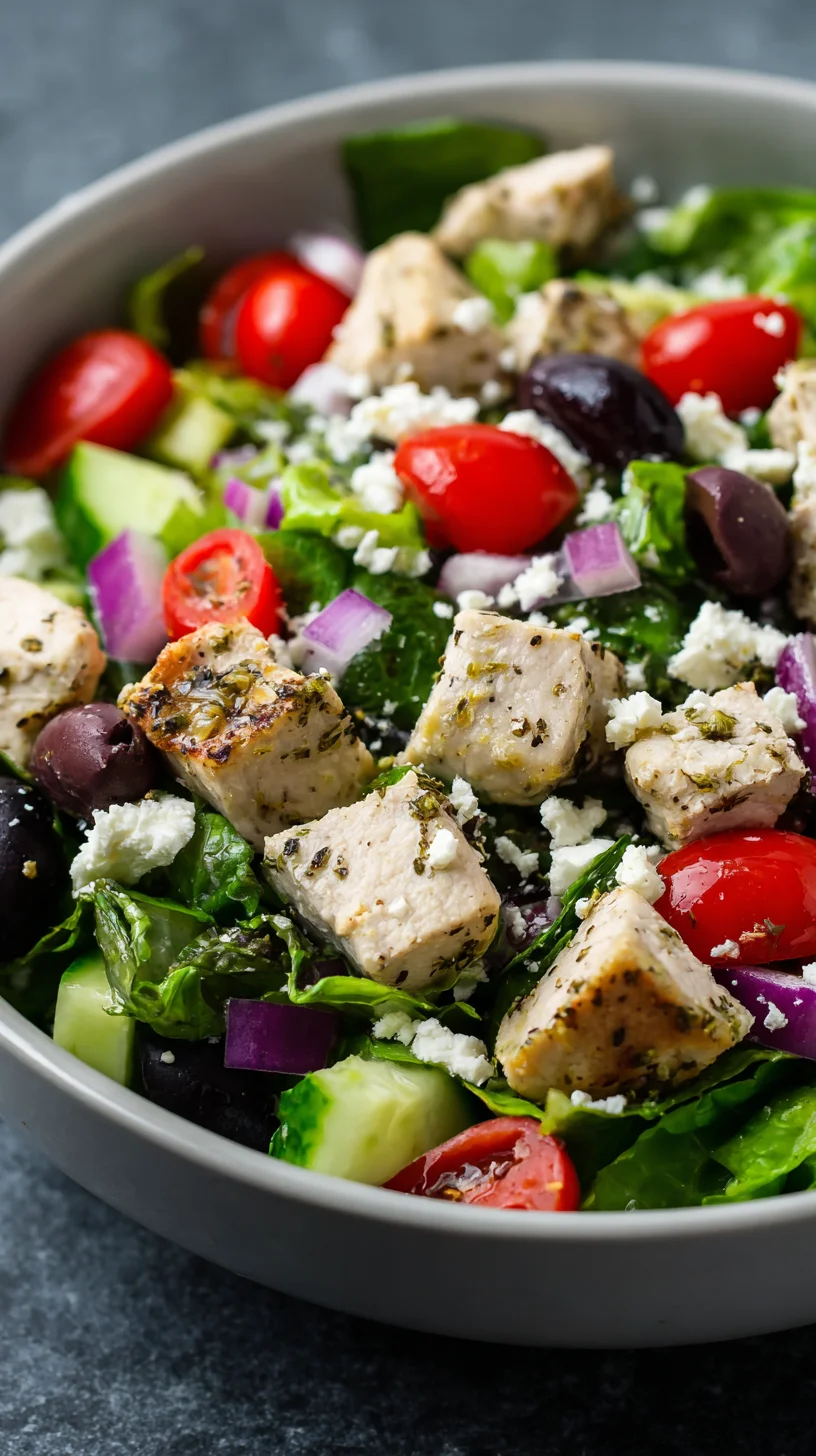 Refreshing Greek salad with cucumbers, tomatoes, and feta.