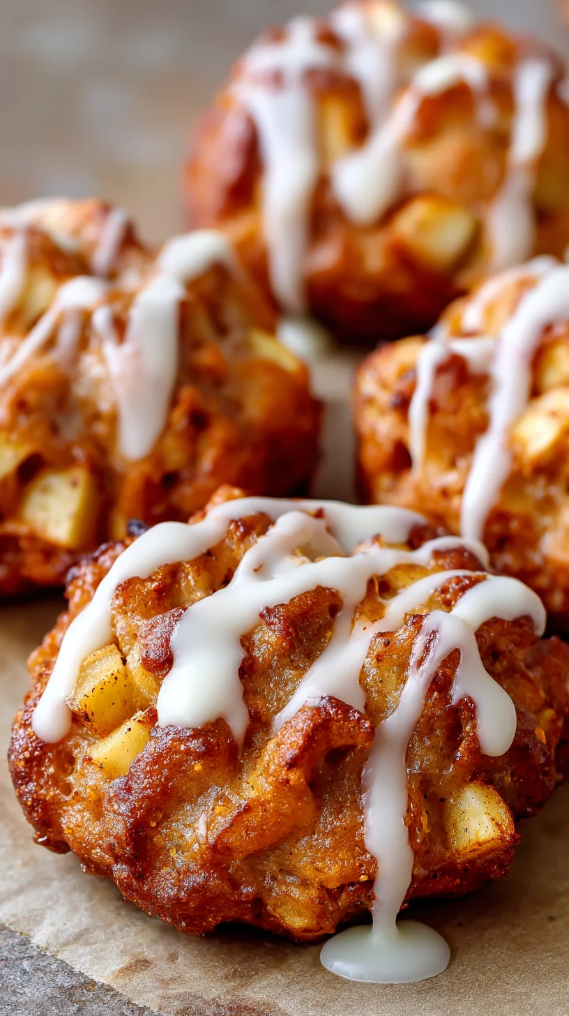 Crispy golden brown apple fritters cooking in an air fryer basket. Crispy golden brown apple fritters cooking in an air fryer basket.