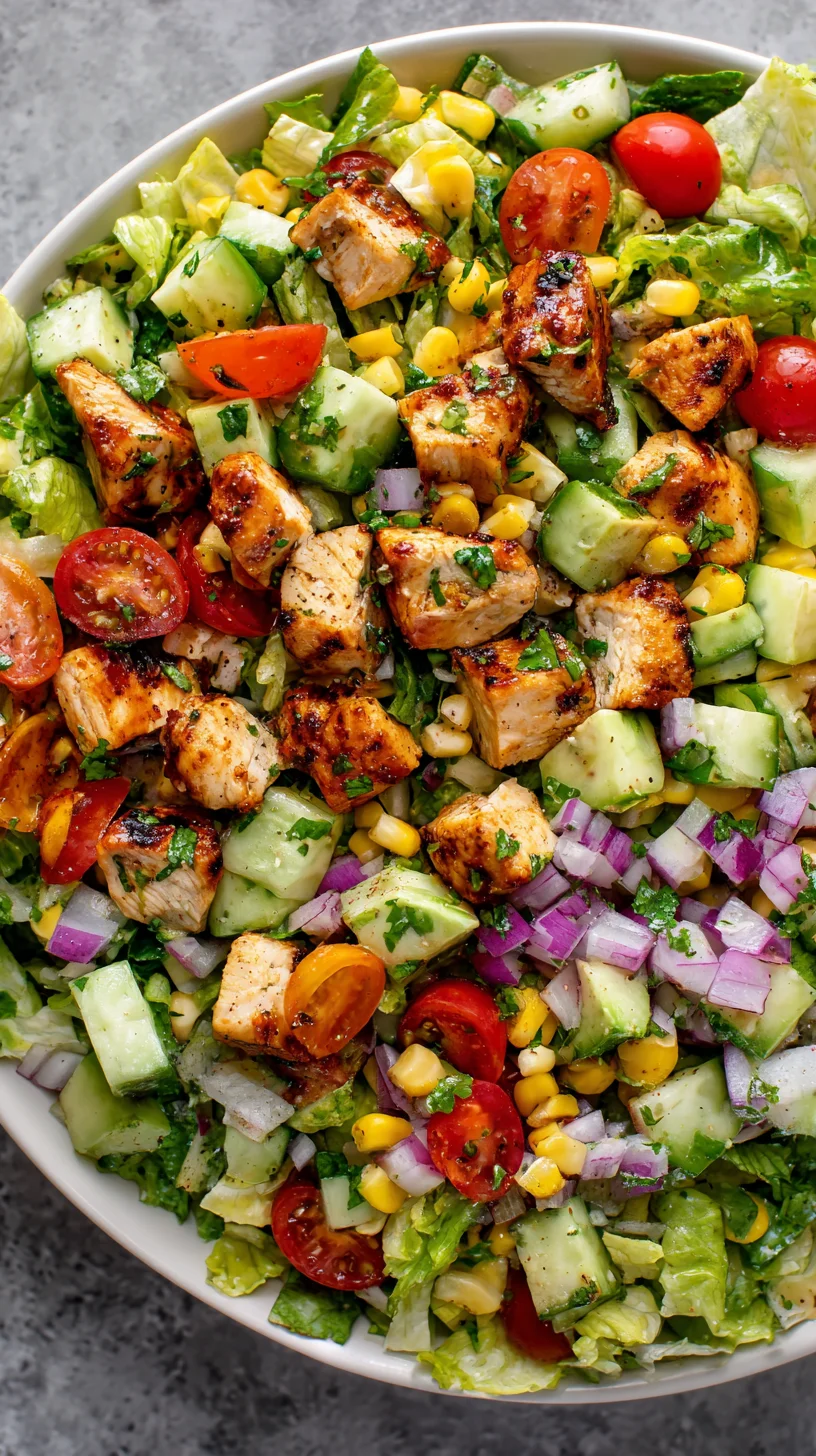 BBQ chicken chopped salad with vibrant colors. BBQ chicken chopped salad with vibrant colors.