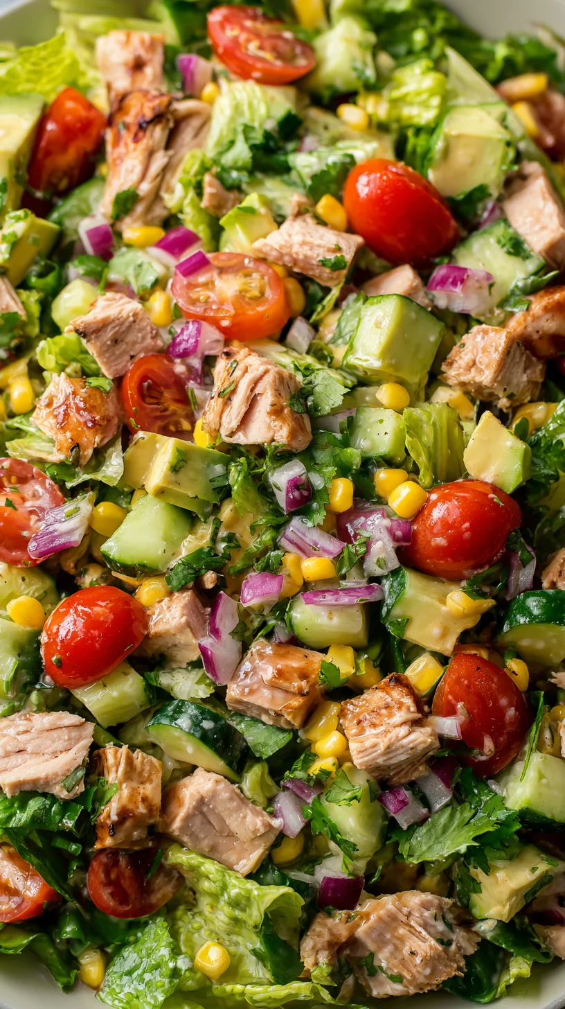 Close-up of a forkful of BBQ chicken salad. Close-up of a forkful of BBQ chicken salad.