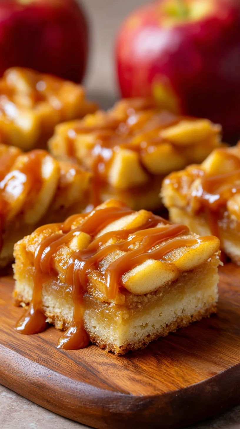 Salted caramel apple bars, golden crust, gooey filling. Salted caramel apple bars, golden crust, gooey filling.