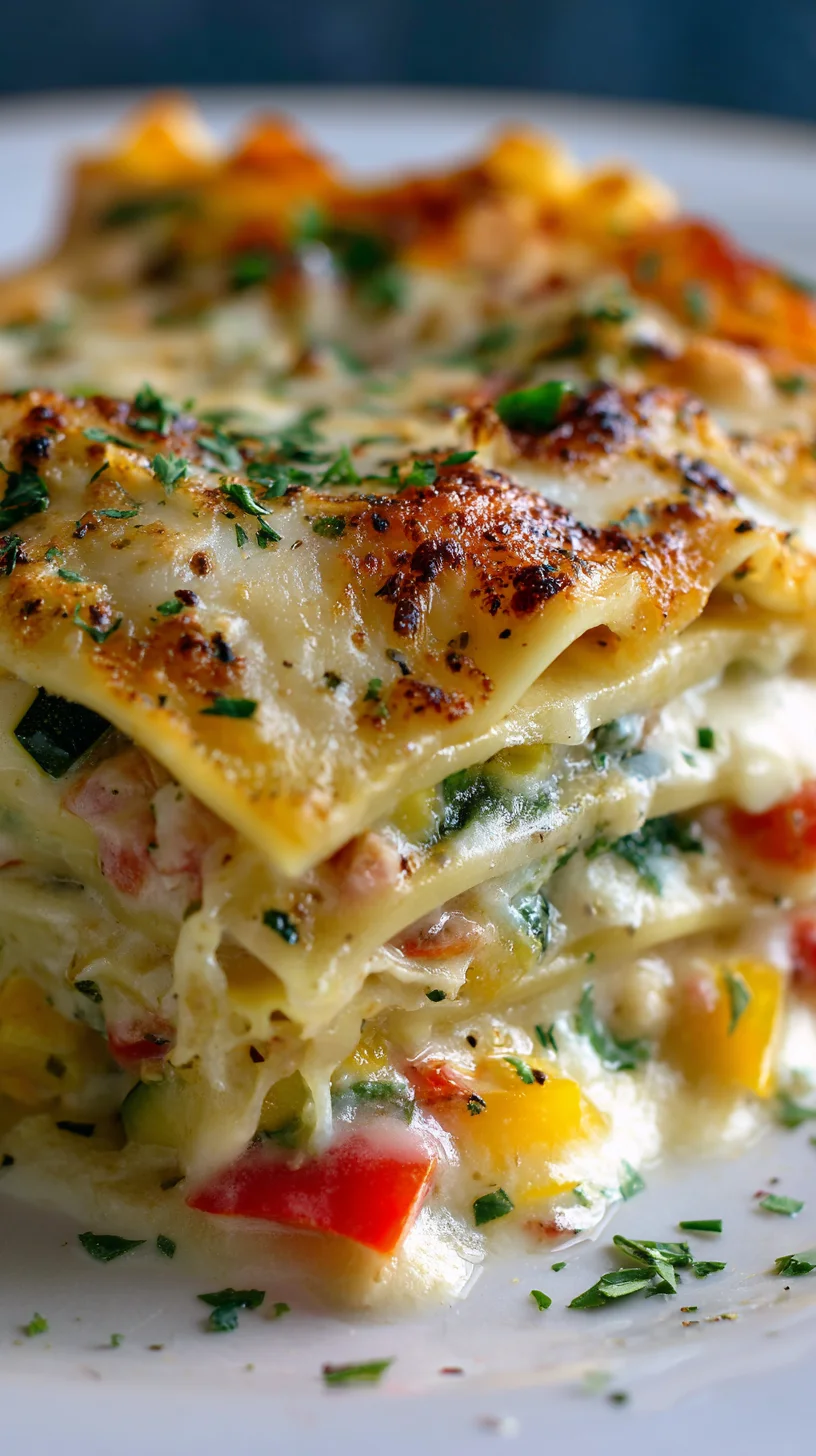 Veggie lasagna with creamy white sauce. Veggie lasagna with creamy white sauce.