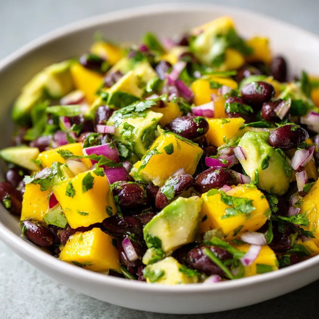 Refreshing mango black bean salad bursting with fresh cilantro and lime. Refreshing mango black bean salad bursting with fresh cilantro and lime.