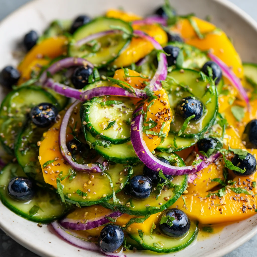 Refreshing Mango Cucumber Salad with Avocado & Blueberries