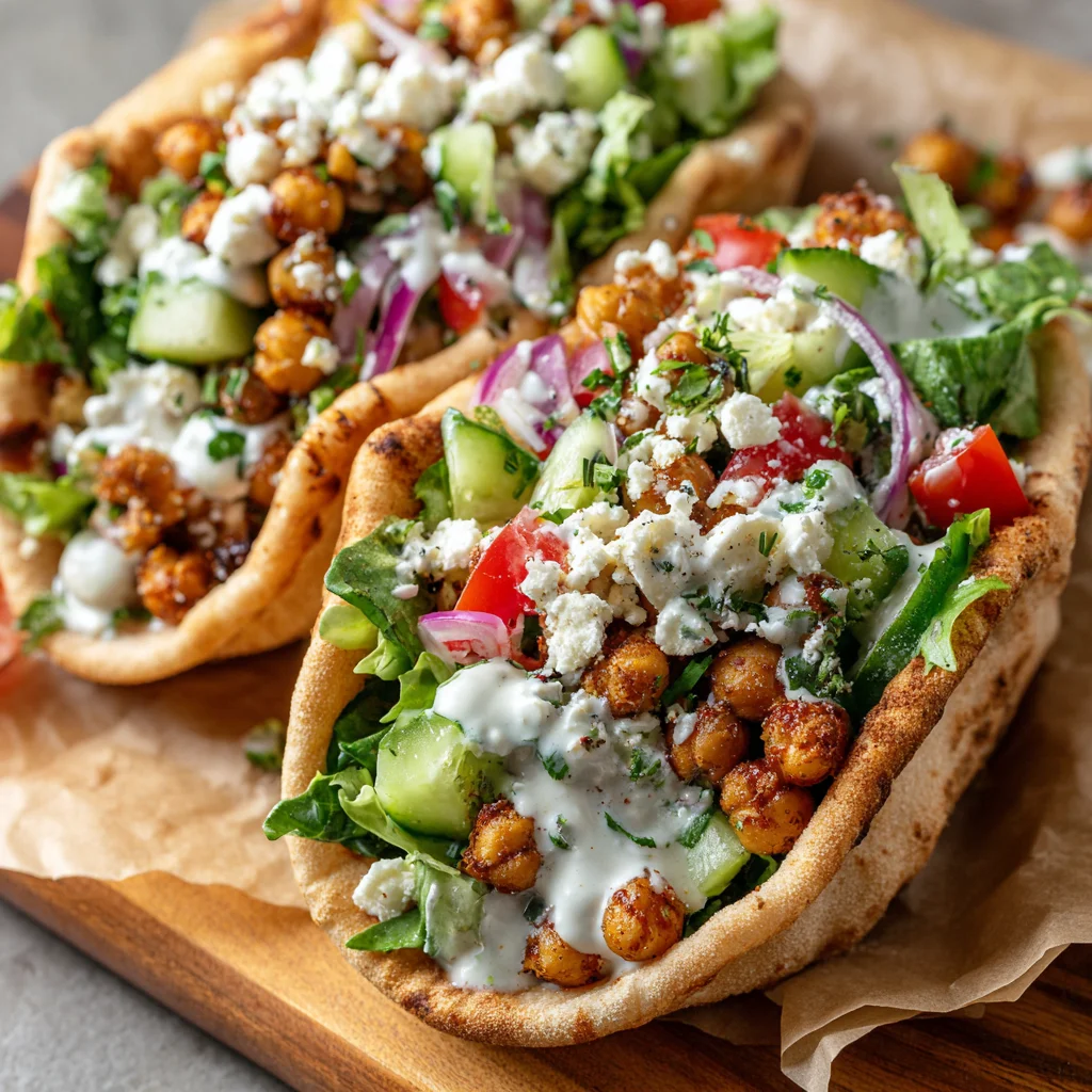 Mediterranean Chickpea Pita Tacos - Quick & Healthy Recipe
