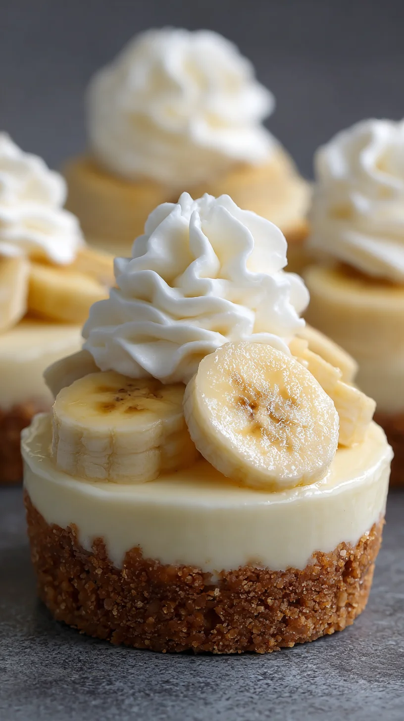 Individual banana cream pies in small cups.