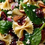 Easy & Healthy Spinach Pasta Salad with Feta & Cranberries