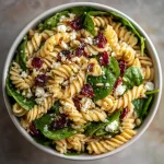 Easy & Healthy Spinach Pasta Salad with Feta & Cranberries