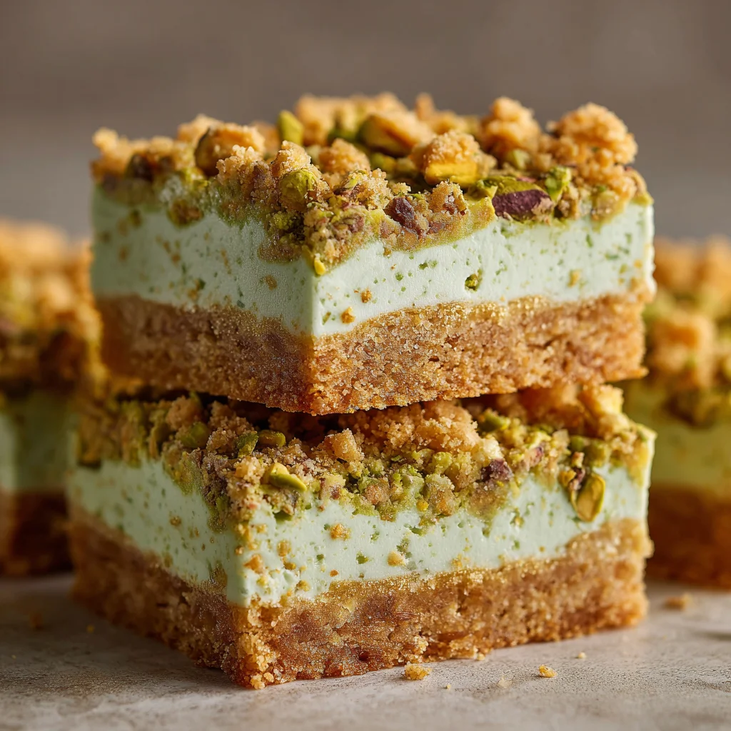Slice of Pistachio cookie bar with nuts. Slice of Pistachio cookie bar with nuts.