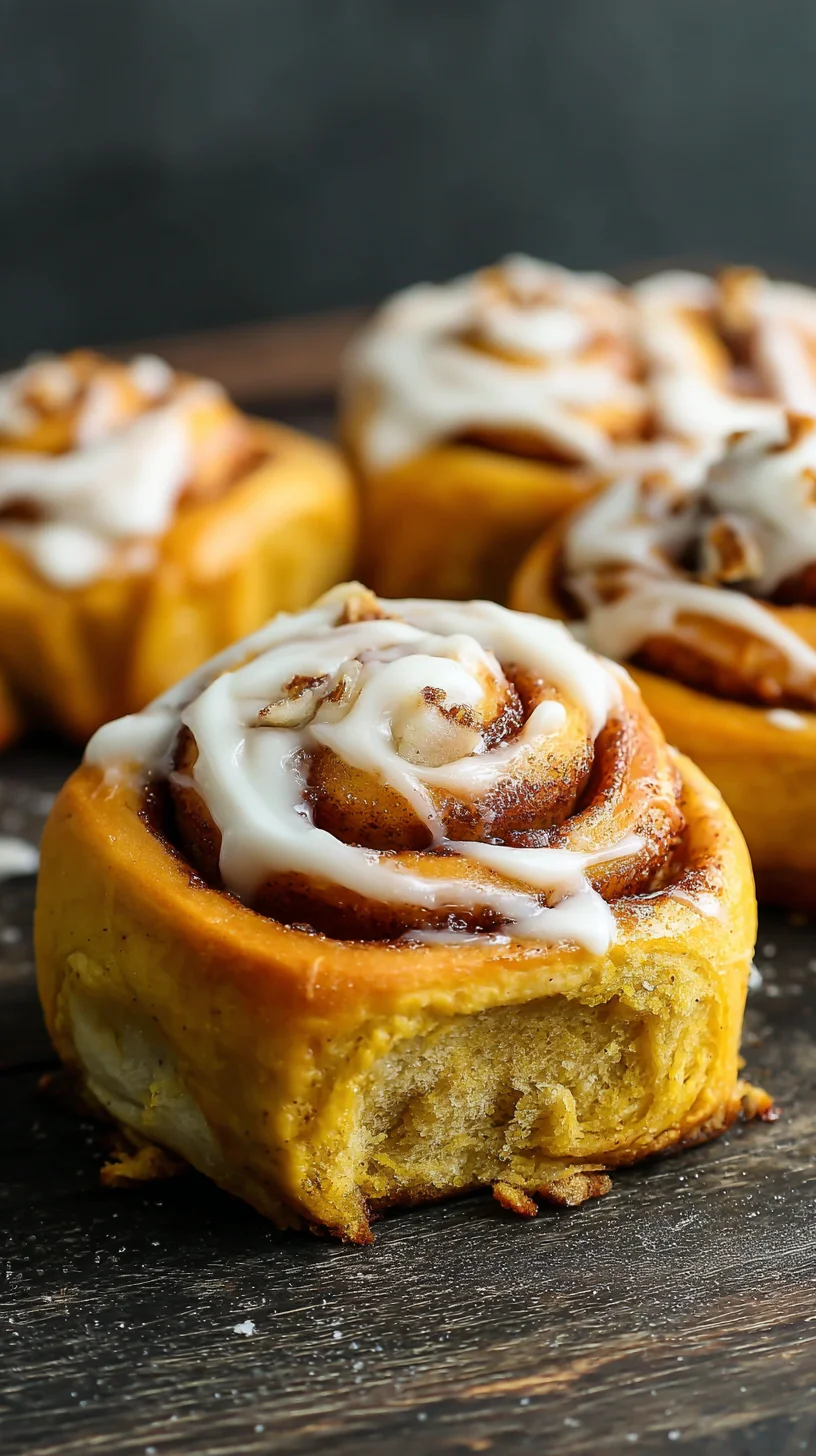Warm, frosted pumpkin spice rolls. Warm, frosted pumpkin spice rolls.