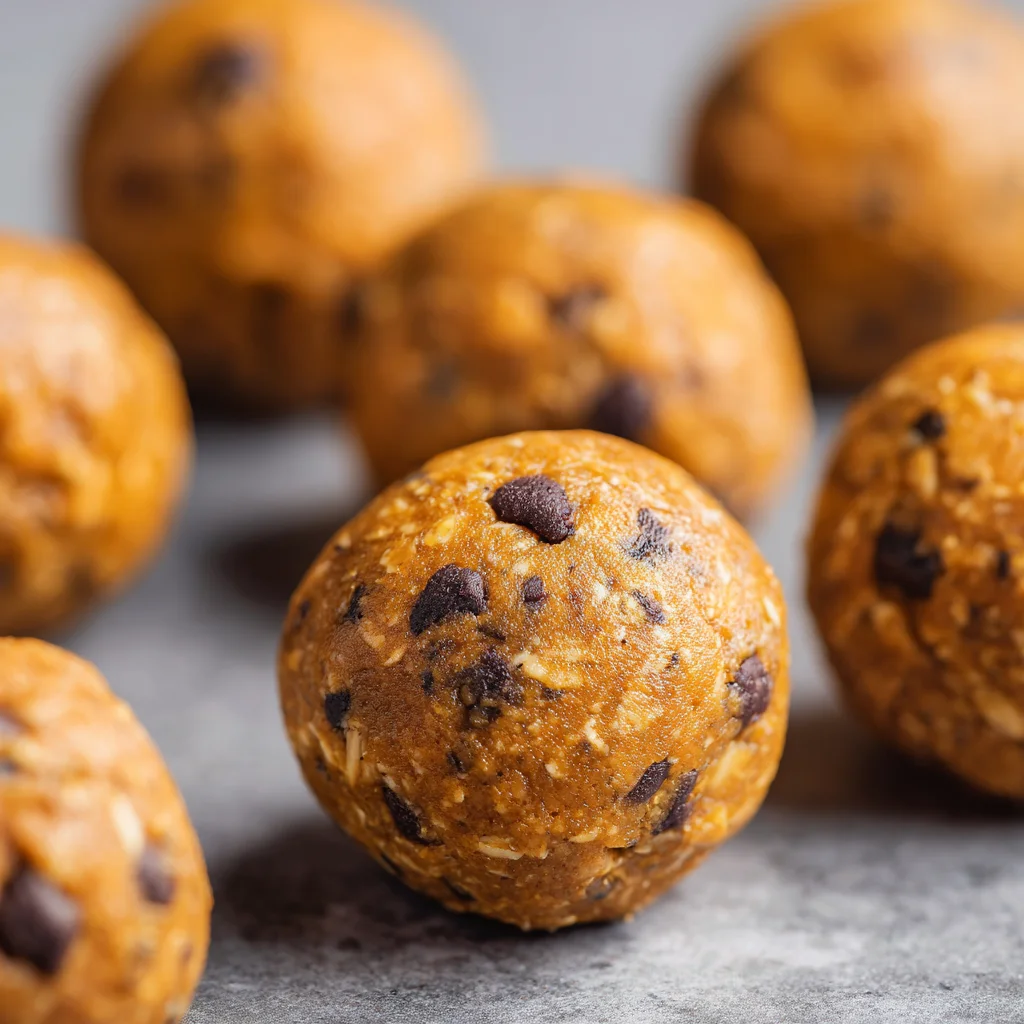 Pumpkin protein balls ready to eat.