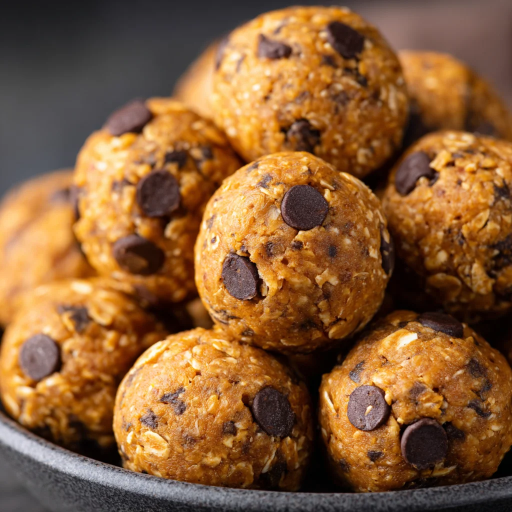 Close-up of homemade pumpkin energy bites. Close-up of homemade pumpkin energy bites.
