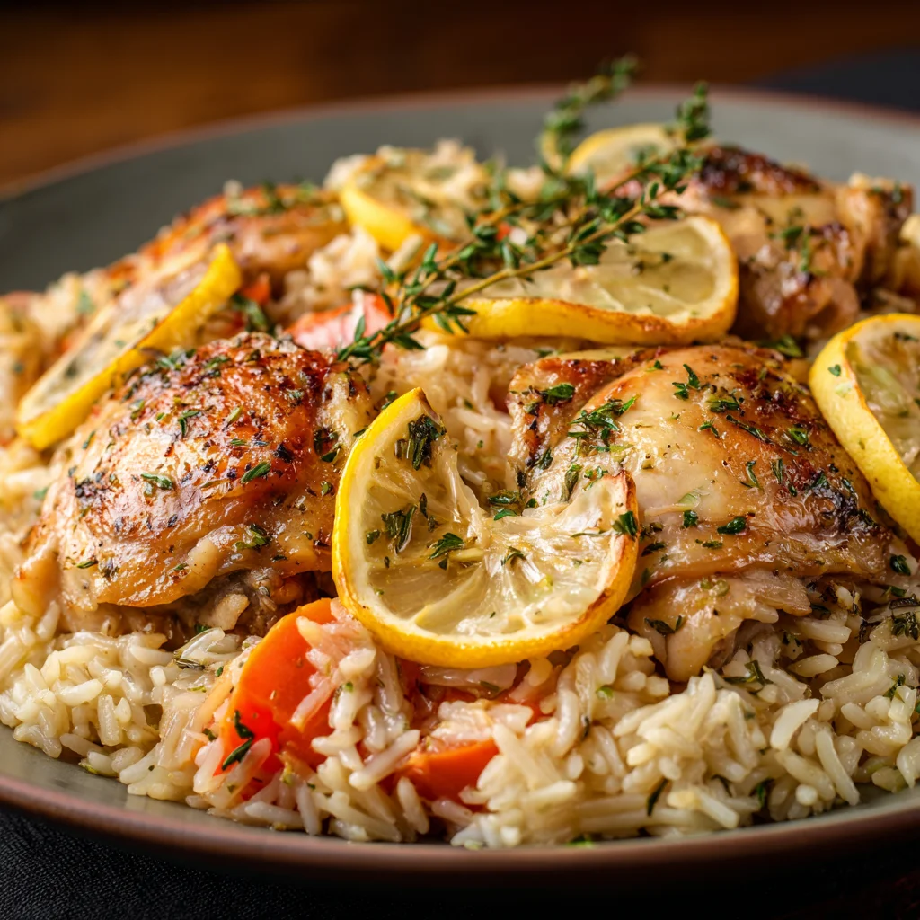 Creamy chicken and rice simmered with lemon and herbs.