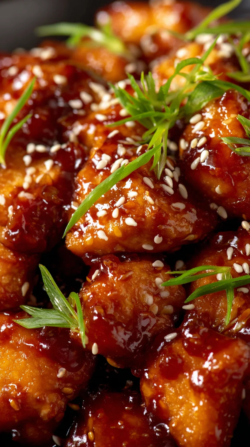 Sweet chili chicken plated with rice and vegetables.