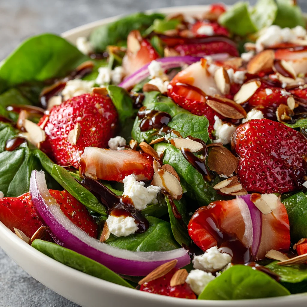 Strawberry crunch salad with sweet and savory toppings.