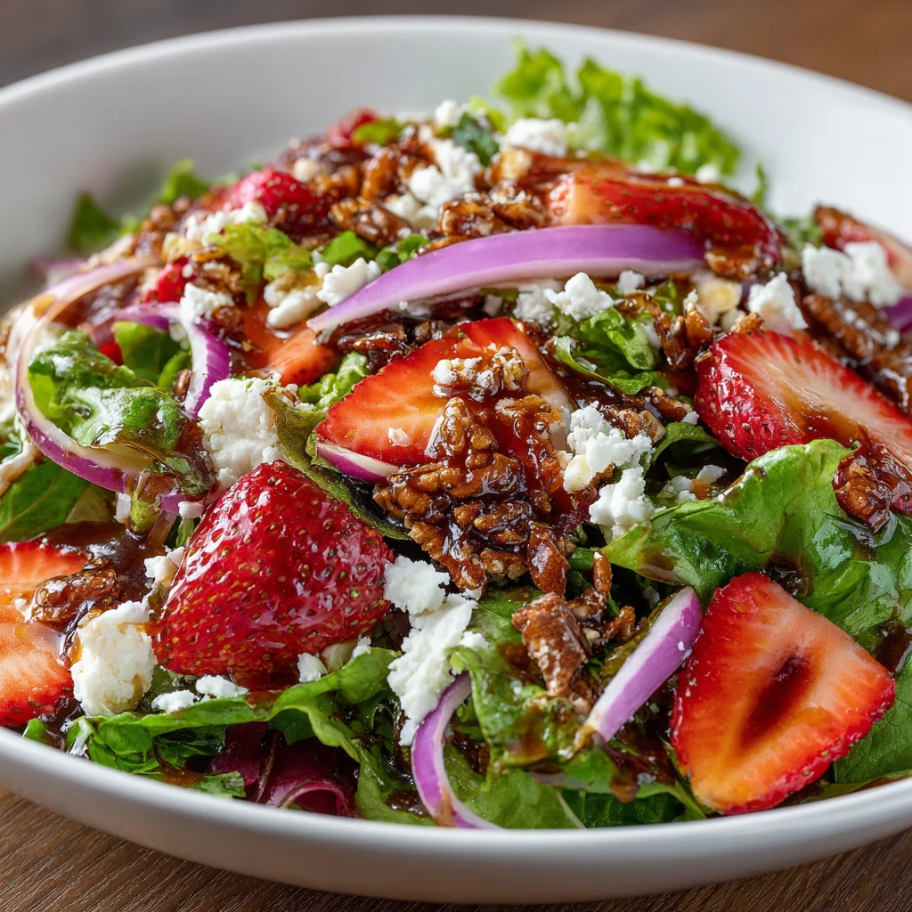Close-up of vibrant strawberry salad ingredients. Close-up of vibrant strawberry salad ingredients.
