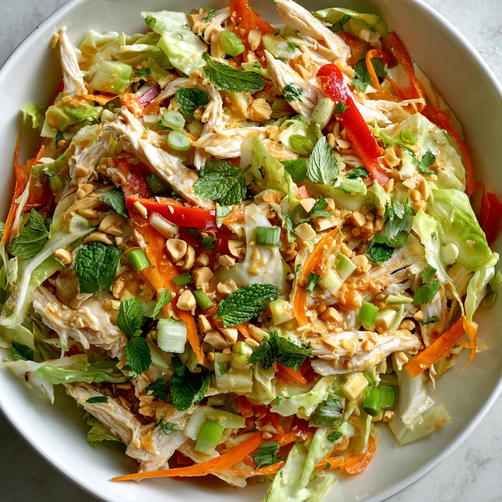Close-up of fresh Thai chicken salad ingredients. Close-up of fresh Thai chicken salad ingredients.