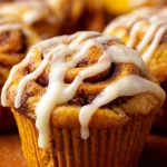 The Best Ever Pumpkin Cinnamon Roll Muffins! (Under 150 characters)