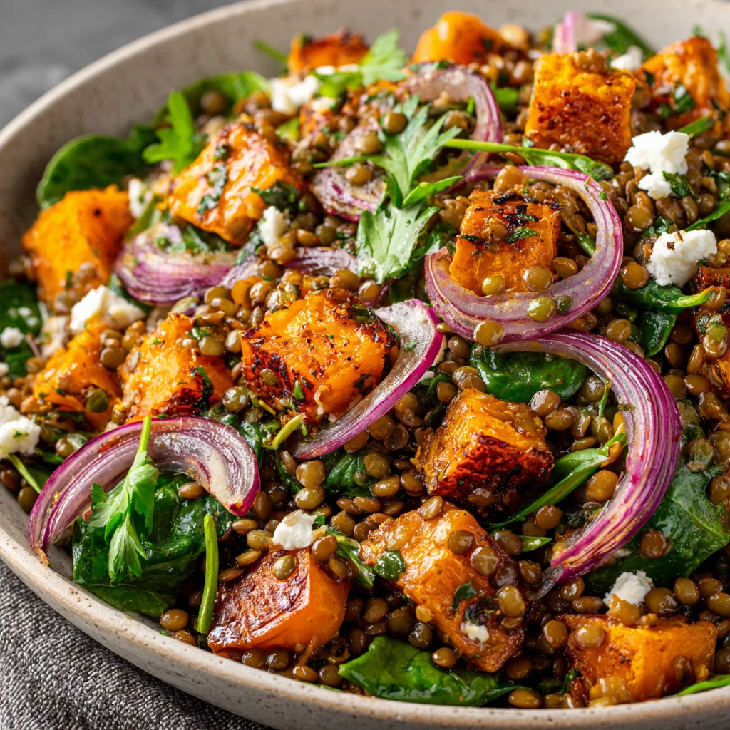 Warm Lentil & Roasted Pumpkin Salad: Easy, Healthy Recipe!