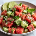 Refreshing Watermelon Cucumber Mint Salad with Lime