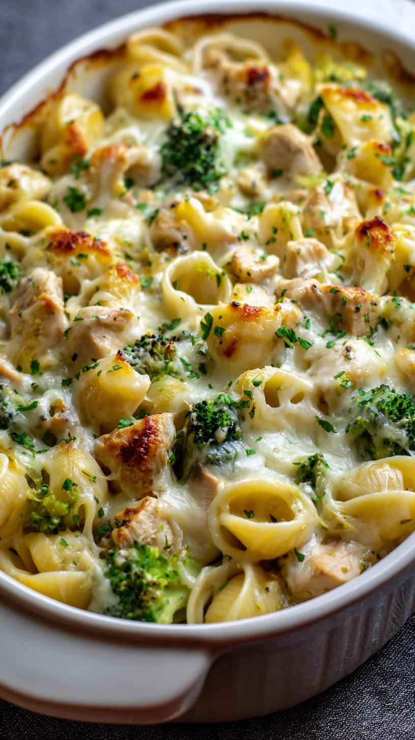 Creamy chicken and broccoli alfredo casserole. Creamy chicken and broccoli alfredo casserole.