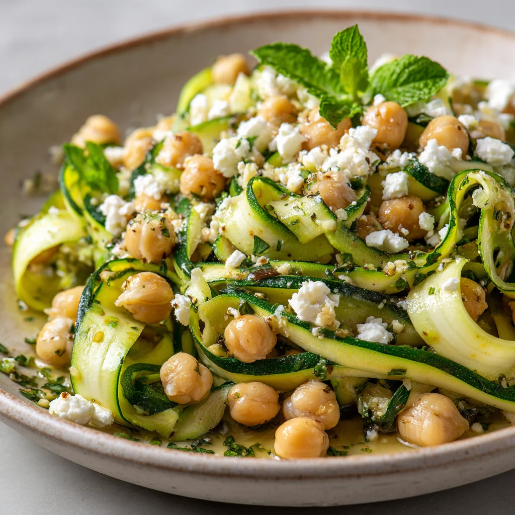 Refreshing Zucchini Ribbon Salad with Chickpeas and Feta