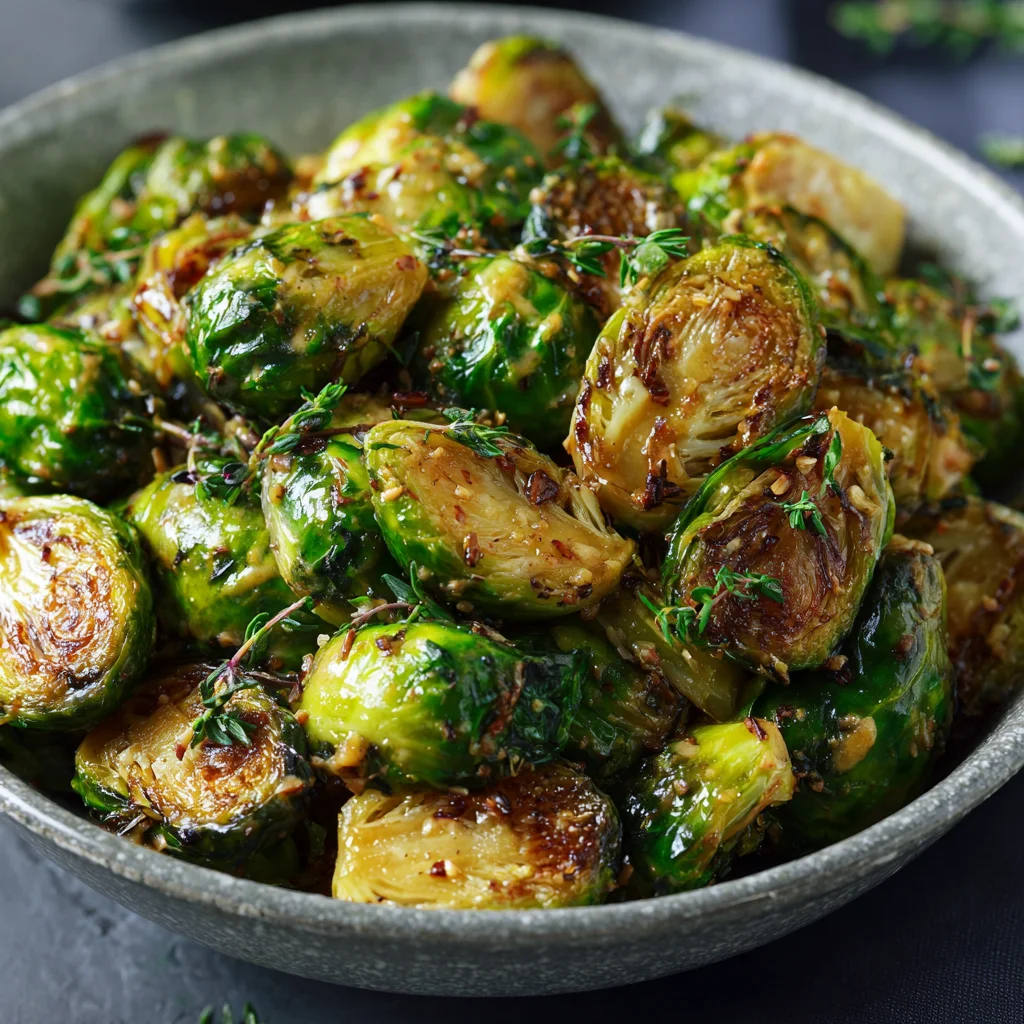 Roasted Brussels sprouts with tahini and thyme. Roasted Brussels sprouts with tahini and thyme.