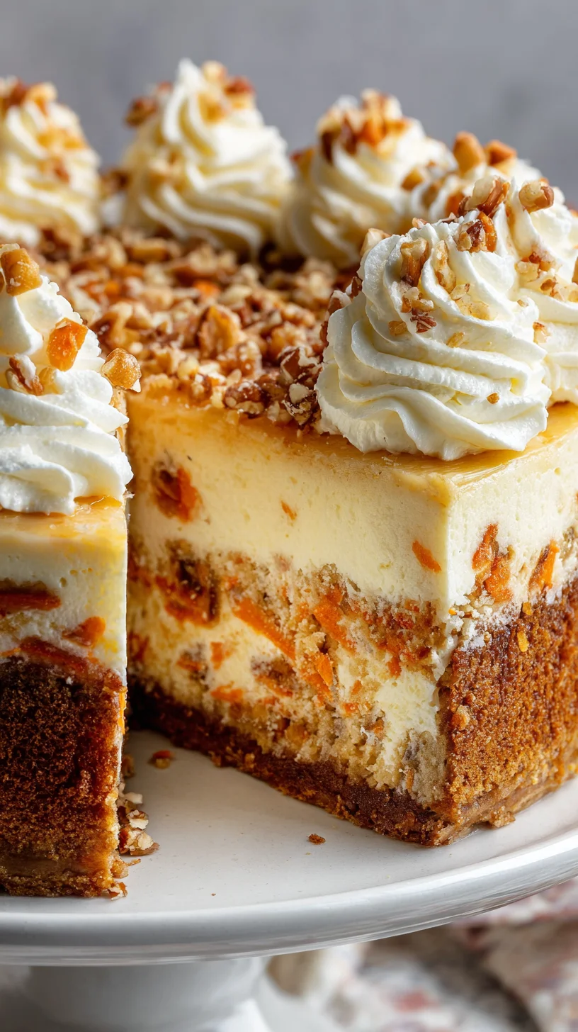 Carrot cake cheesecake with cream cheese frosting. Carrot cake cheesecake with cream cheese frosting.