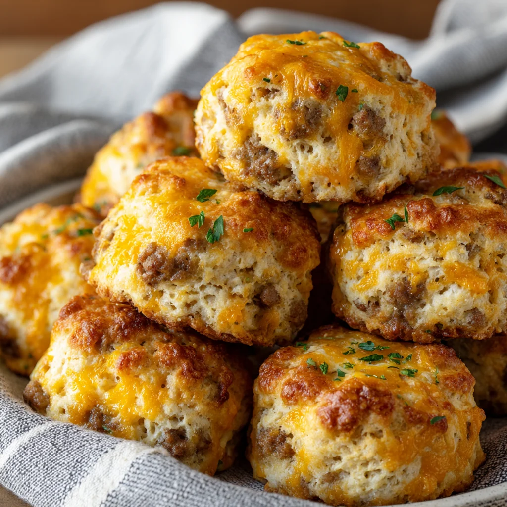 Fluffy Cheese and Beef Sausage Biscuit Recipe