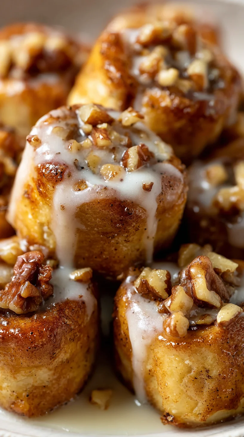 Cinnamon roll french toast bites stacked on a plate. Cinnamon roll french toast bites stacked on a plate.