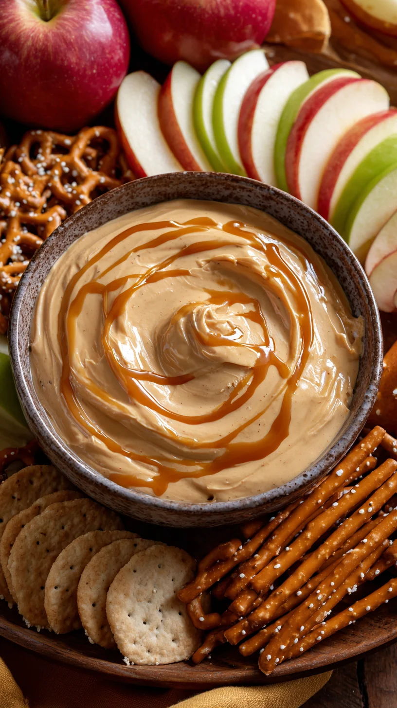 Cream cheese caramel apple dip with sliced apples. Cream cheese caramel apple dip with sliced apples.